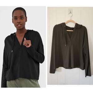 Banana Republic Green Baby Terry Cropped Loose Hoodie Sweatshirt Loungewear